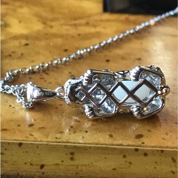 Natural White Jade Sterling Silver Dragon Pendant - Picture 3 of 6